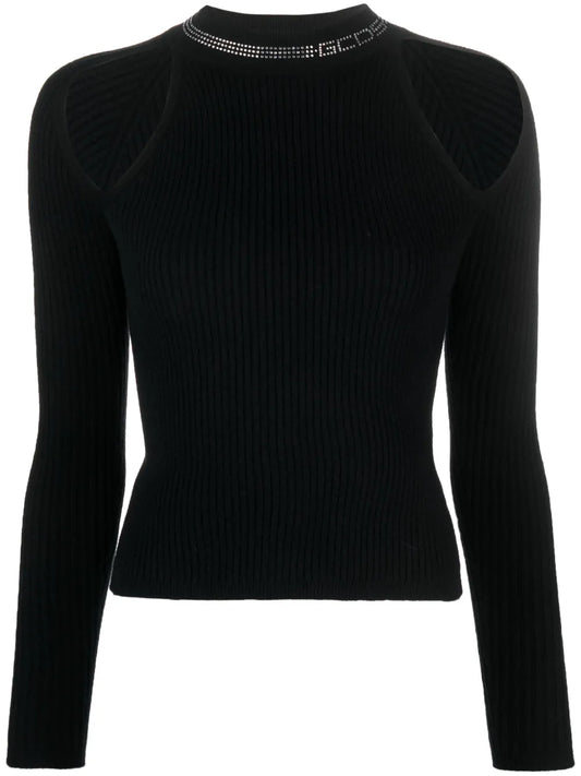Bling Rhinestone-Embellished Knitted Top