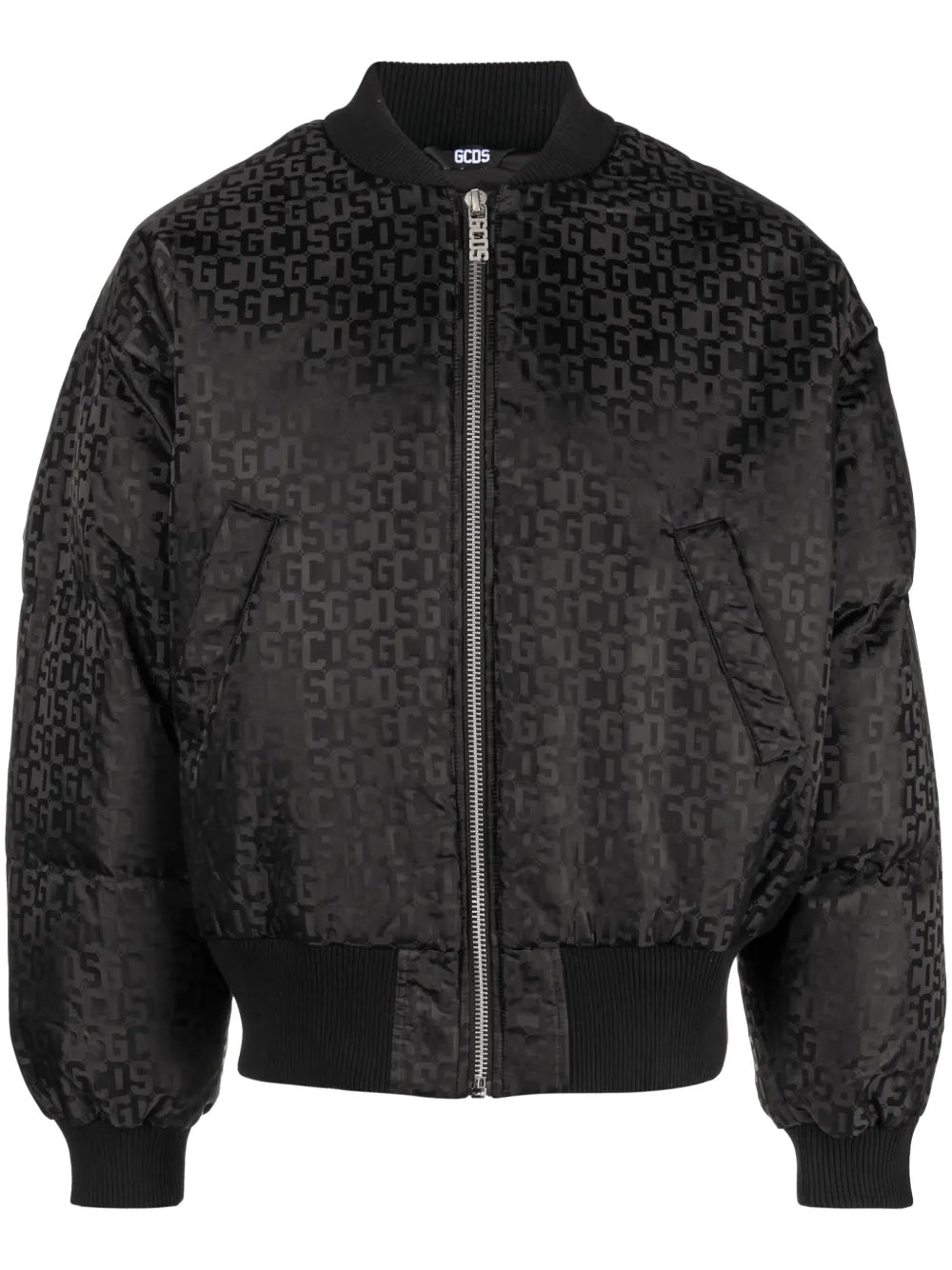 Monogram-Pattern Zip-Up Bomber Jacket
