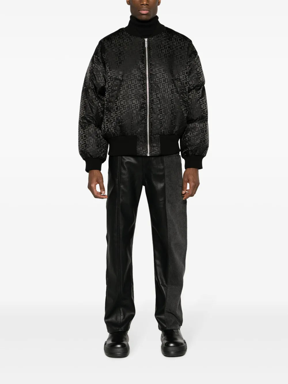 Monogram-Pattern Zip-Up Bomber Jacket