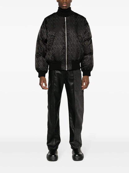Monogram-Pattern Zip-Up Bomber Jacket