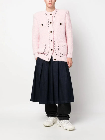 Contrast-Stitching Bouclé Jacket