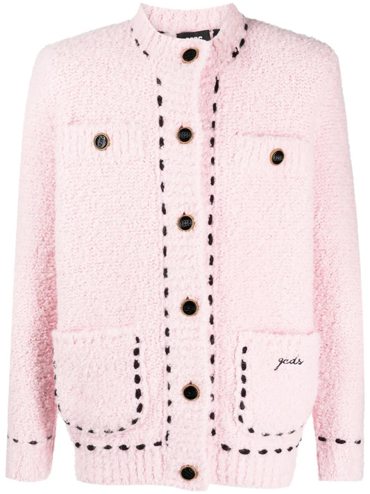 Contrast-Stitching Bouclé Jacket