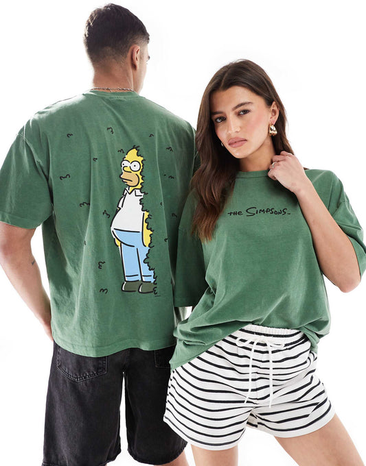 Unisex Oversized T-Shirt With The Simpsons Homer Hedge Print