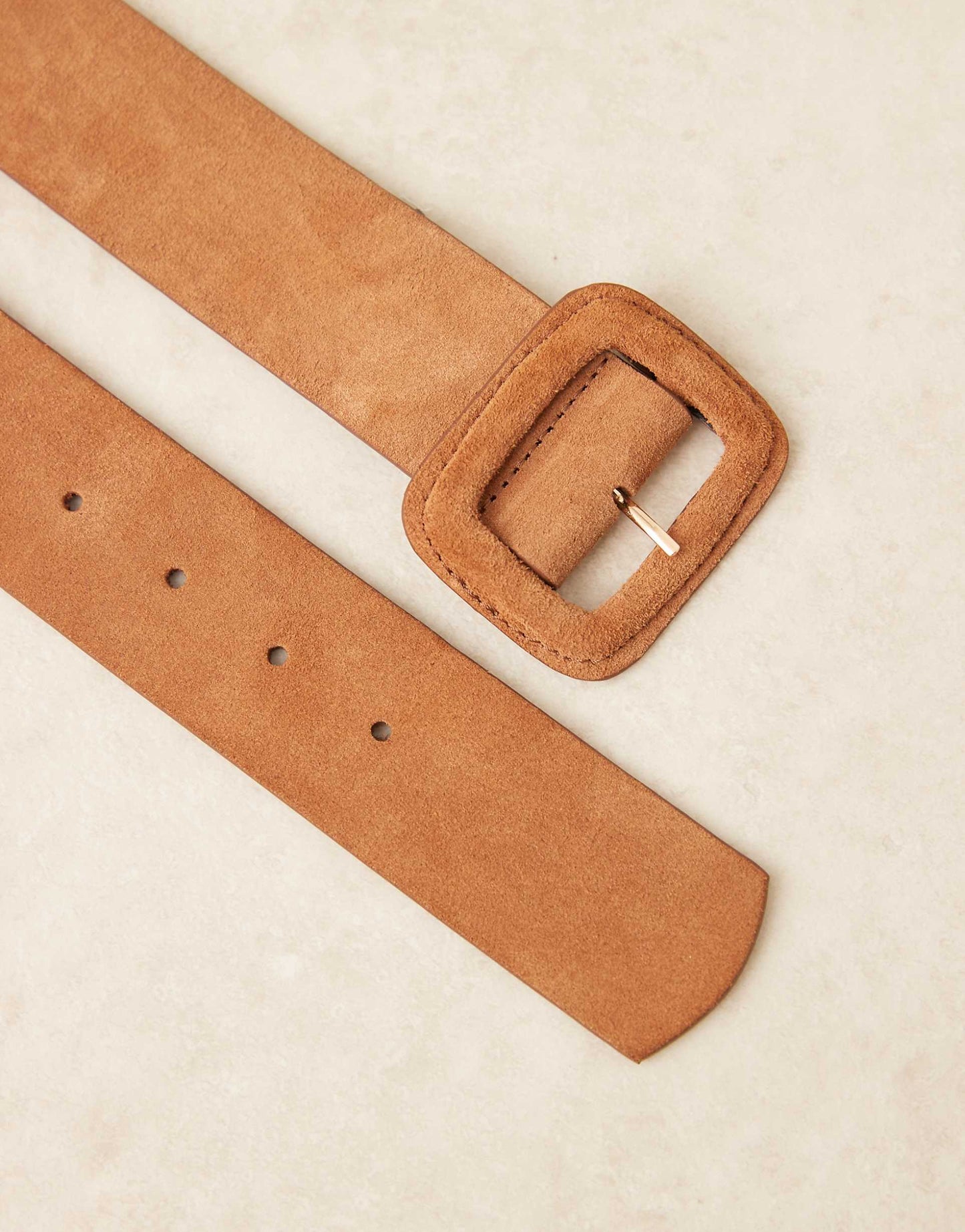 Suede Waist And Hip Jeans Belt With Covered Buckle