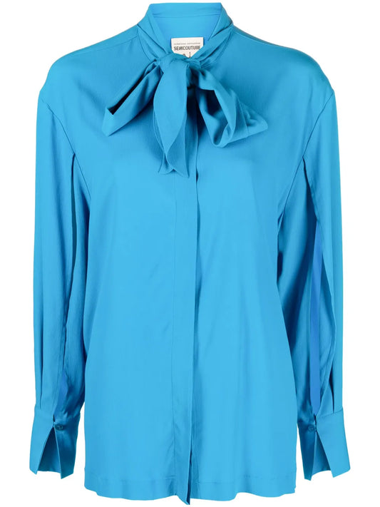 Pussy-Bow Long-Sleeve Shirt