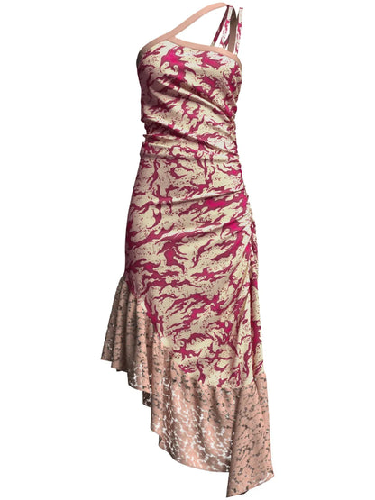 Albi Asymmetric Ruched Midi Dress
