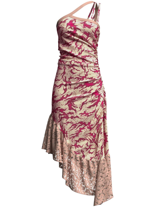 Albi Asymmetric Ruched Midi Dress