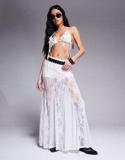 Godet Lace Maxi Skirt