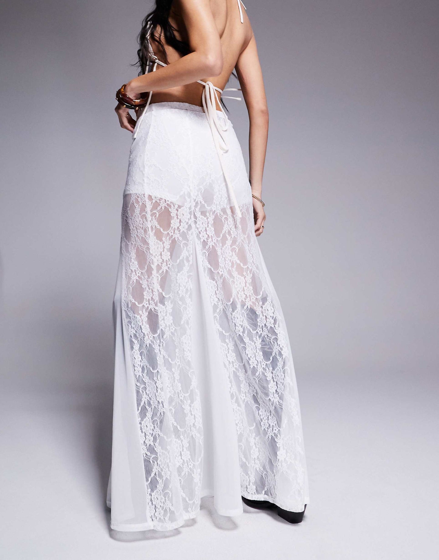 Godet Lace Maxi Skirt
