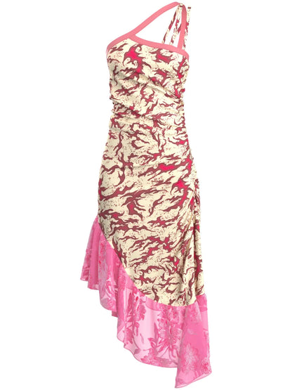 Albi Asymmetric Ruched Midi Dress