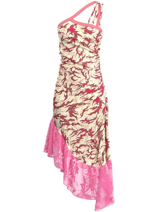 Albi Asymmetric Ruched Midi Dress