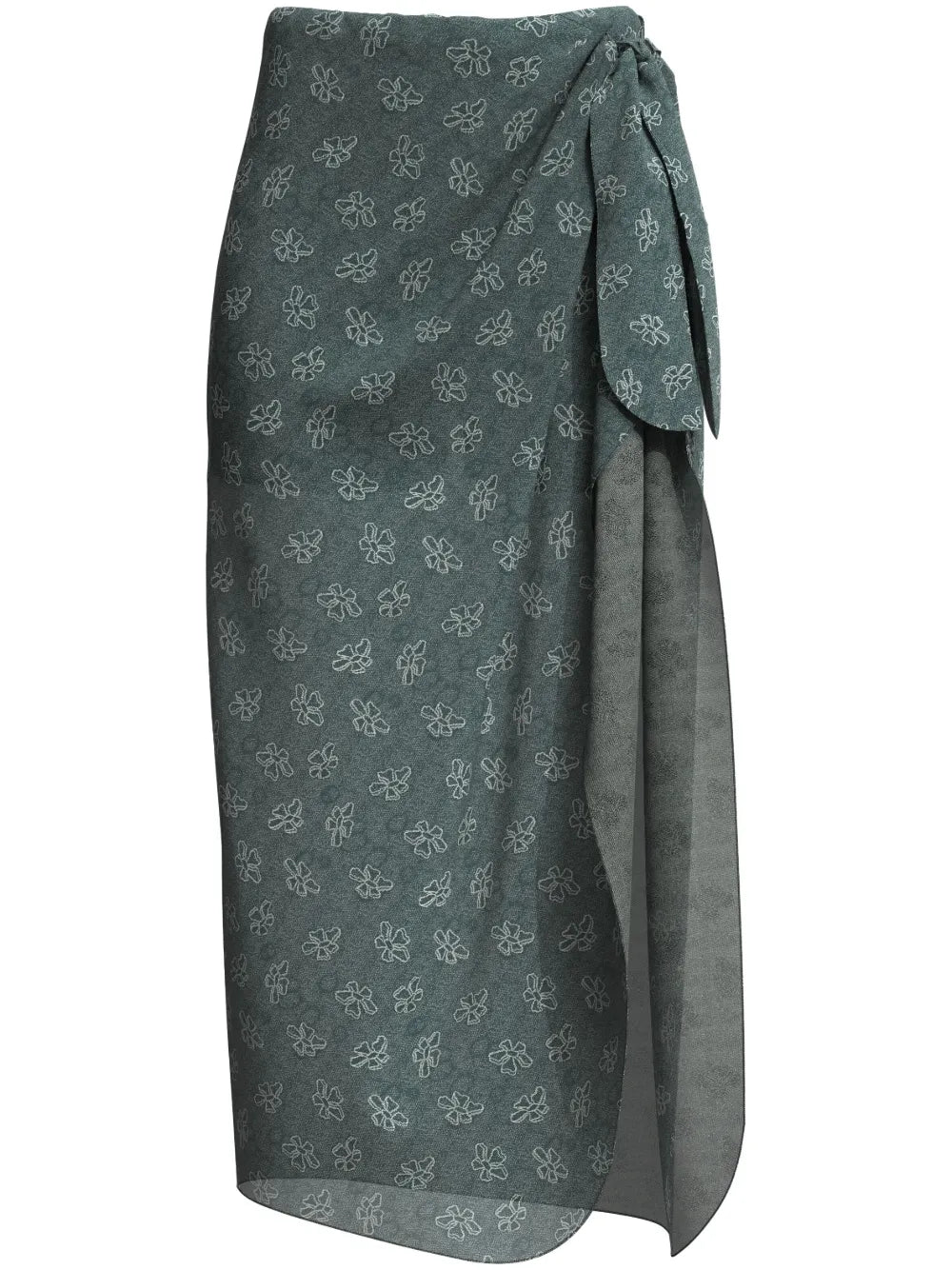 Floral-Print Tie-Fastening Skirt