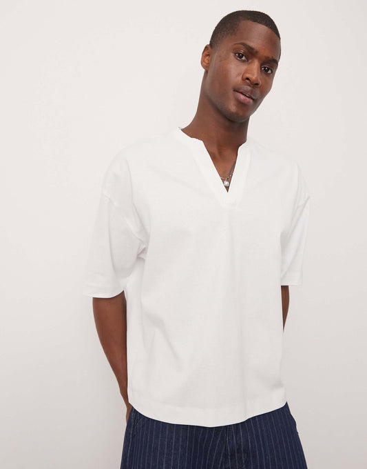 Heavyweight Oversized T-Shirt With Notch Neck Detail