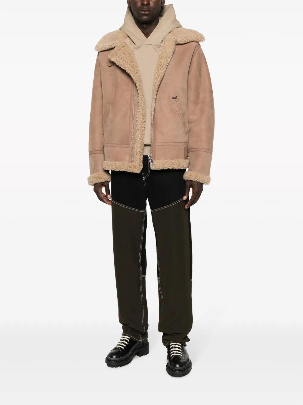 Shearling Zip-Up Biker Jacket