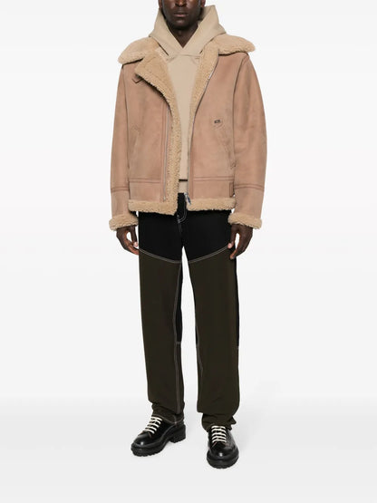 Shearling Zip-Up Biker Jacket