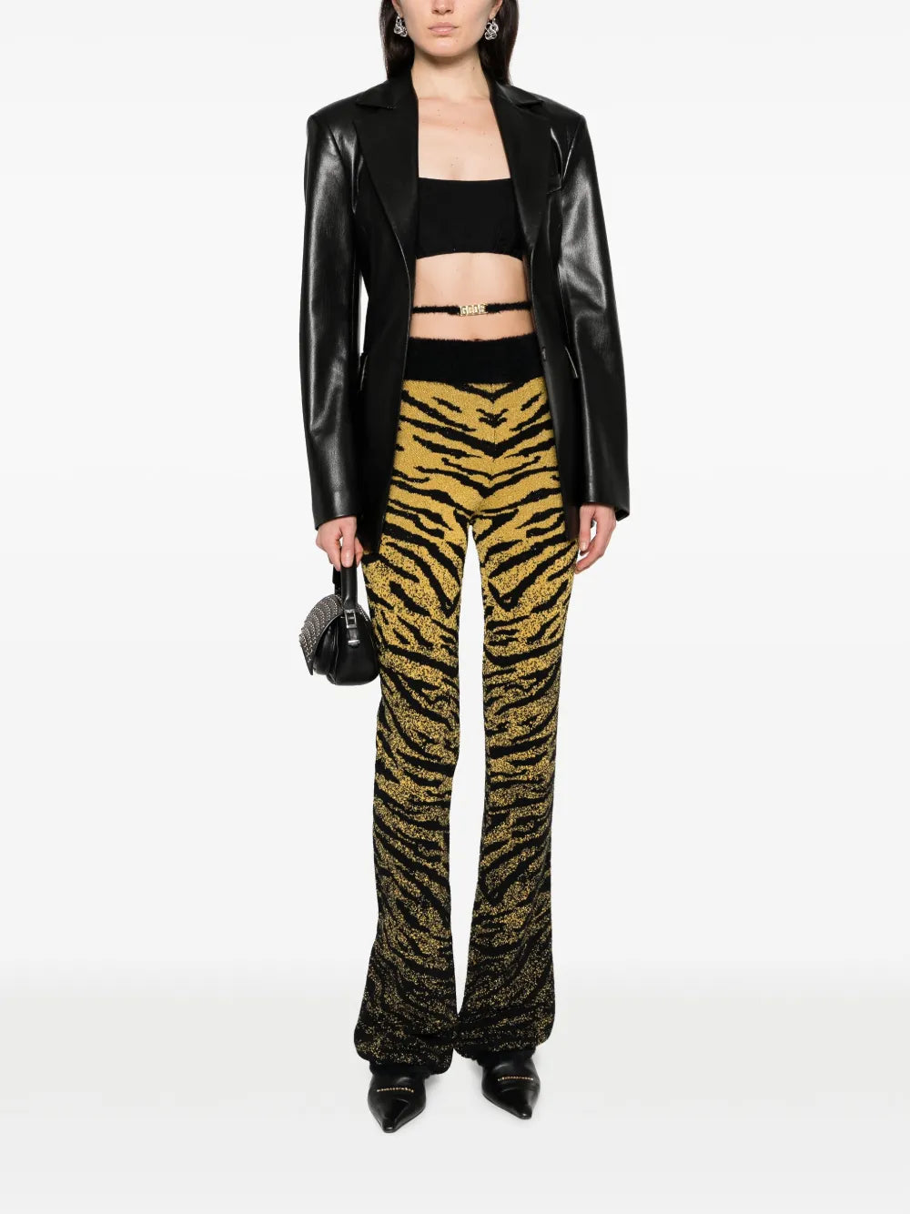 Zebra-Patterned Jacquard Trousers