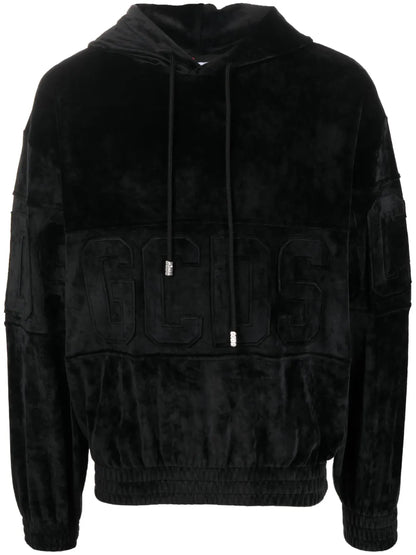 Logo-Patch Velvet Hoodie