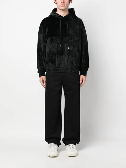 Logo-Patch Velvet Hoodie