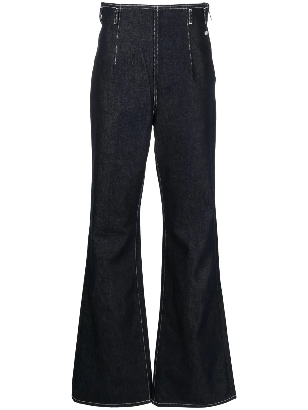 Contrast-Stitching High-Rise Flared Jeans