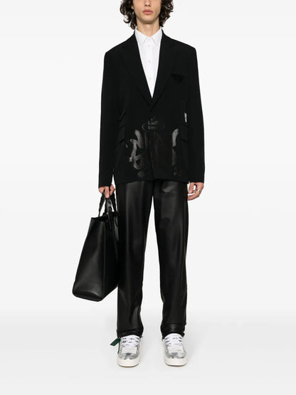 Graffiti-Print Silk Blazer