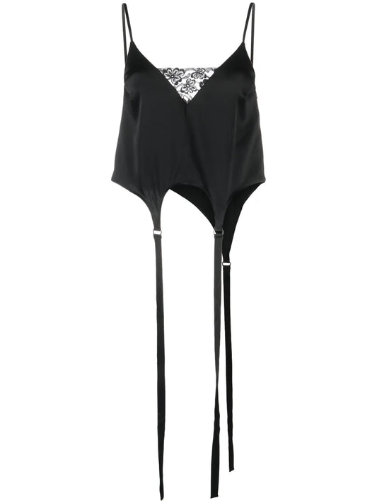 Lace-Panel Satin Camisole Top