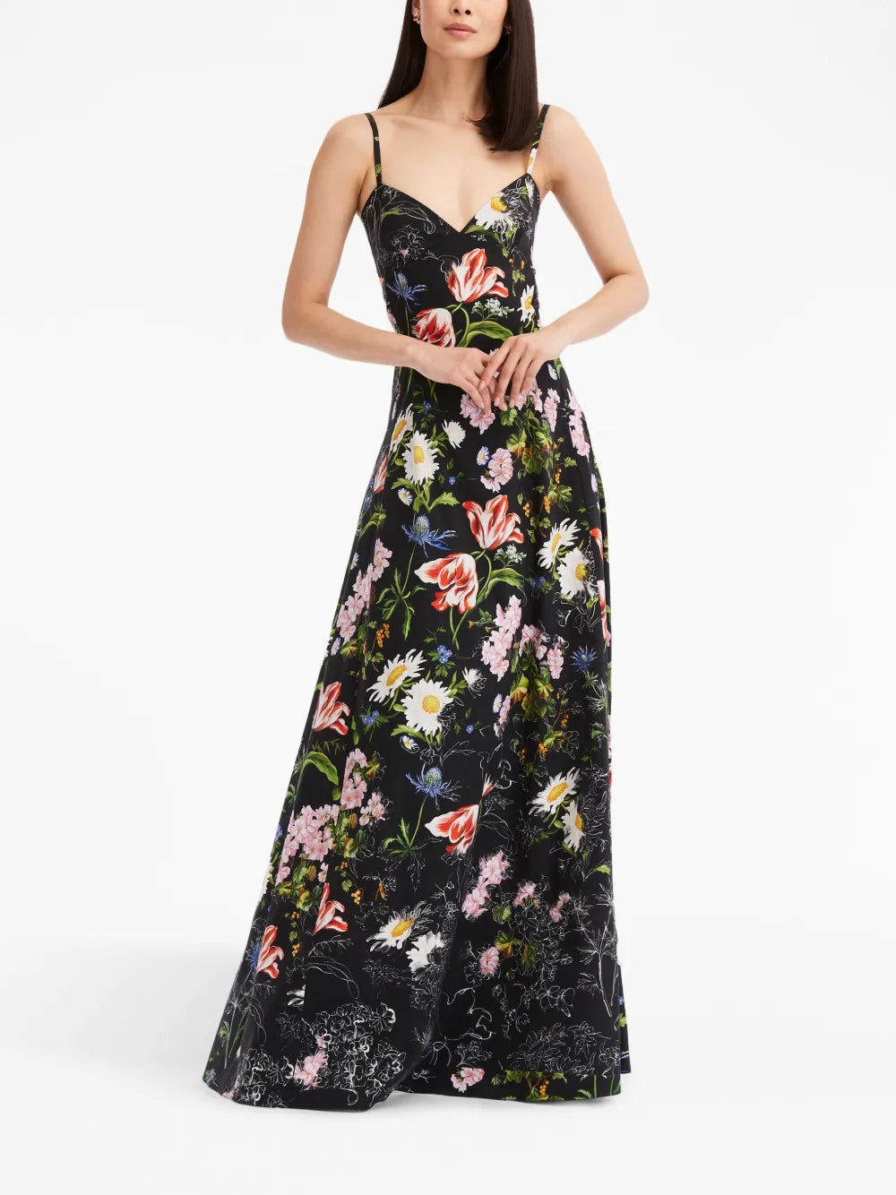 Unfinished Floral Cotton Poplin Maxi Dress