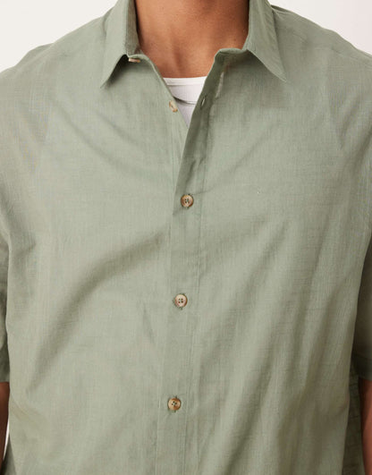 Oversized Boxy Linen Look Shirt