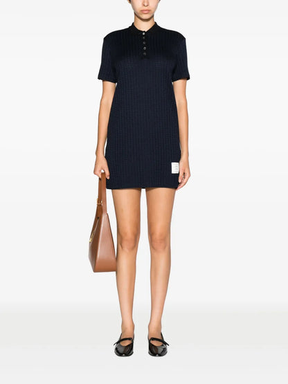 Checked Jacquard Polo Minidress
