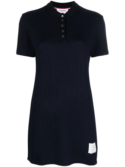 Checked Jacquard Polo Minidress
