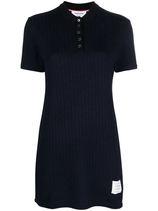 Checked Jacquard Polo Minidress