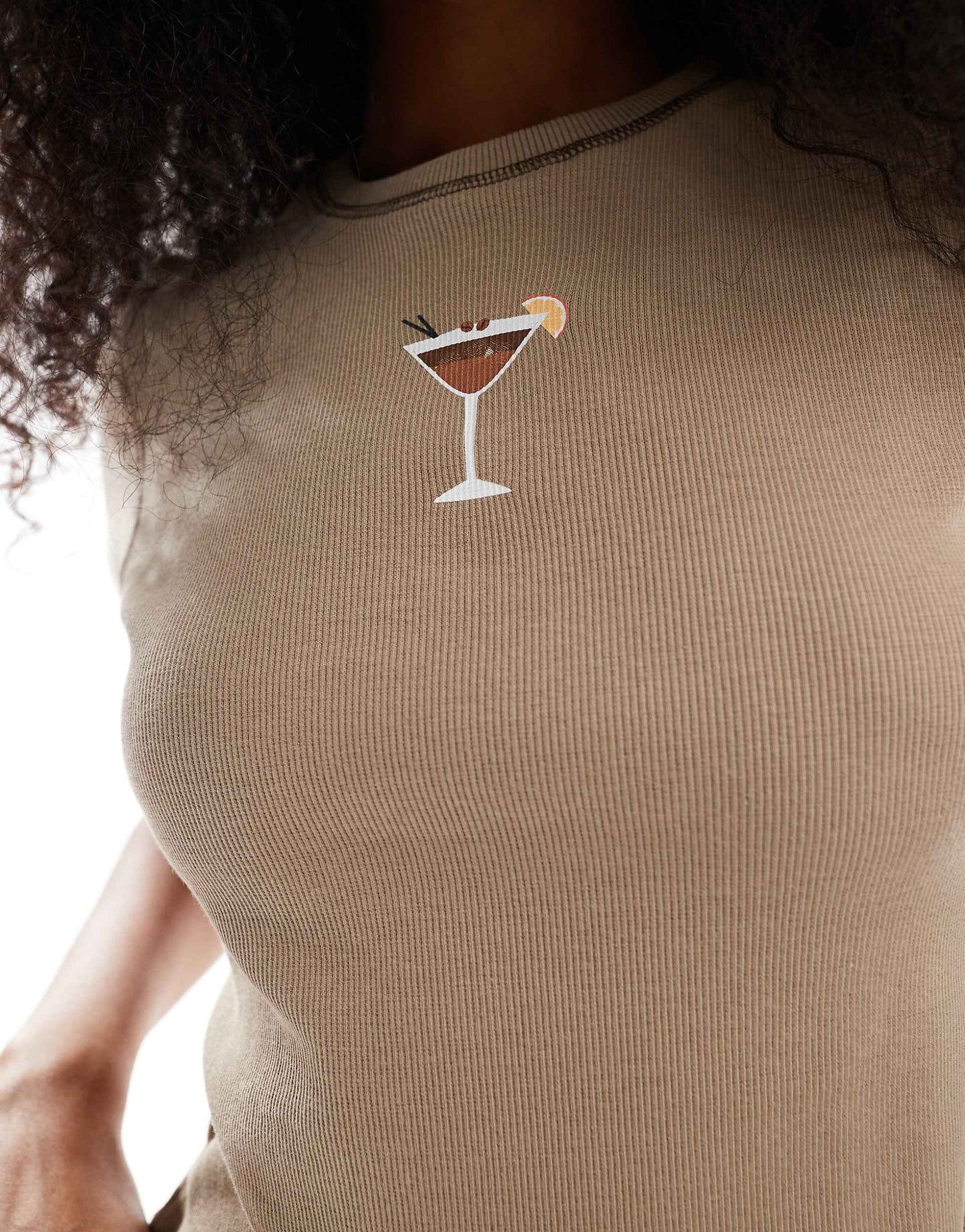 Ribbed Baby T-Shirt With Espresso Martini Motif