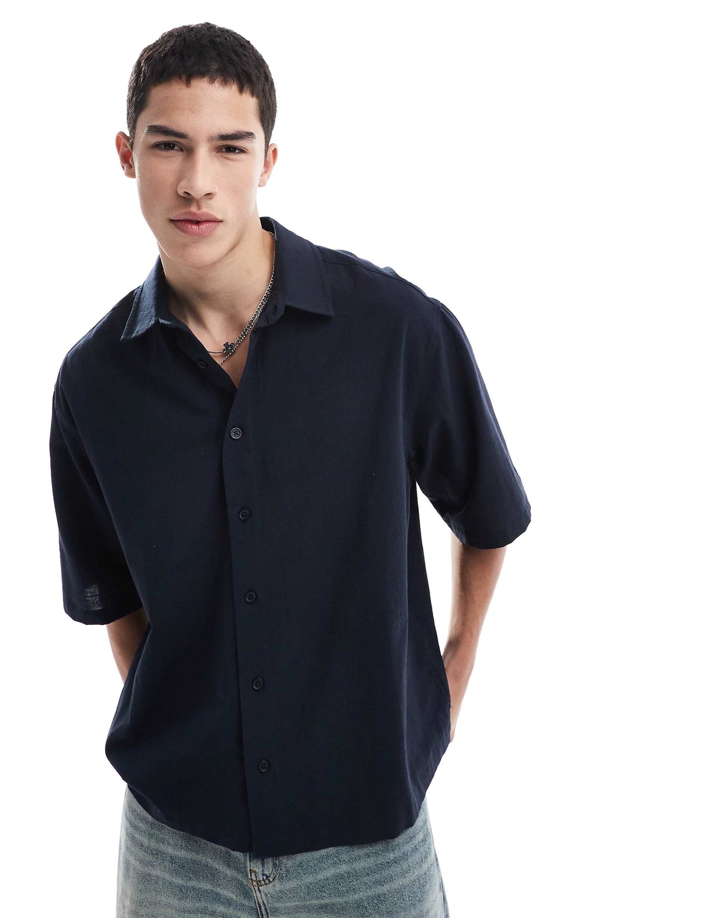 Boxy Half Sleeve Regular Shirt With Back Embroidery