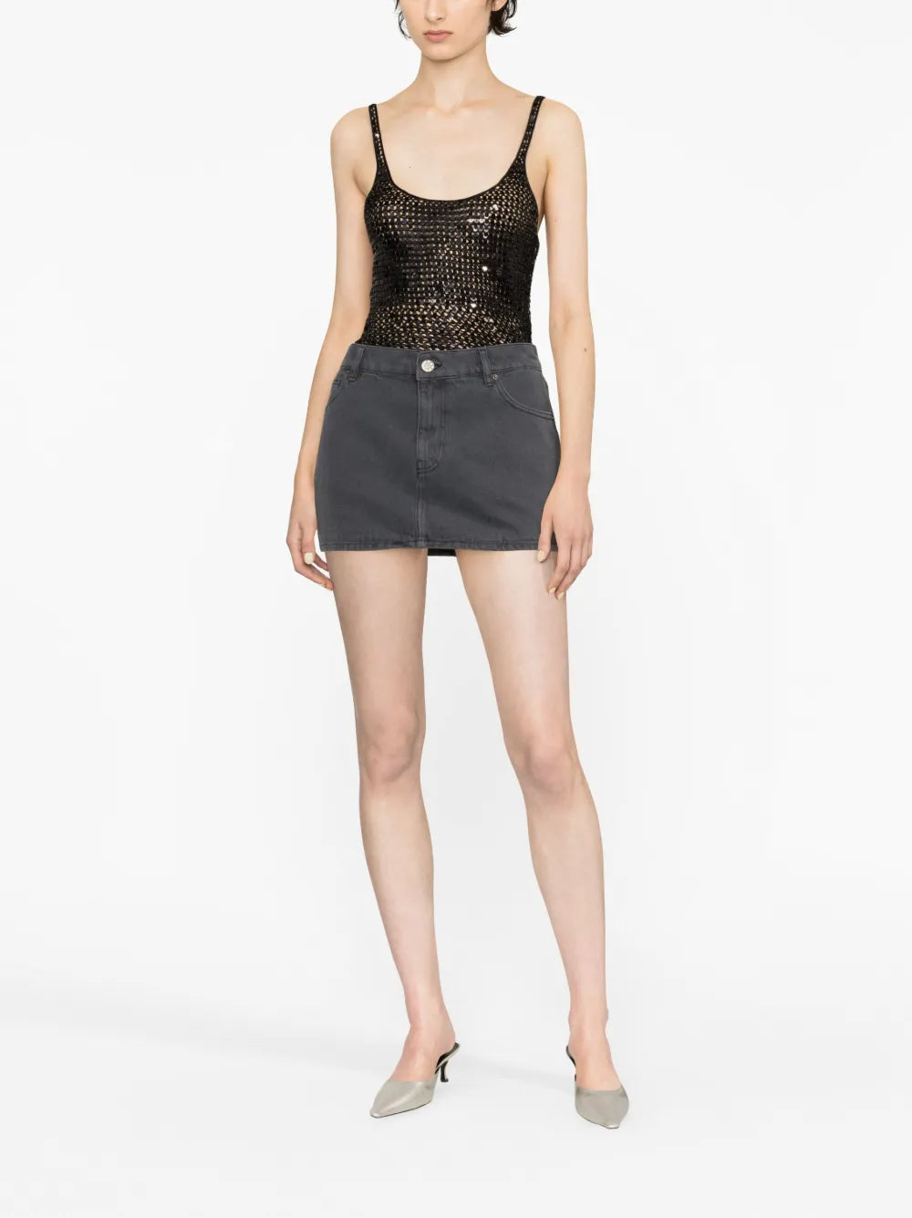 Logo-Patch Denim Skirt