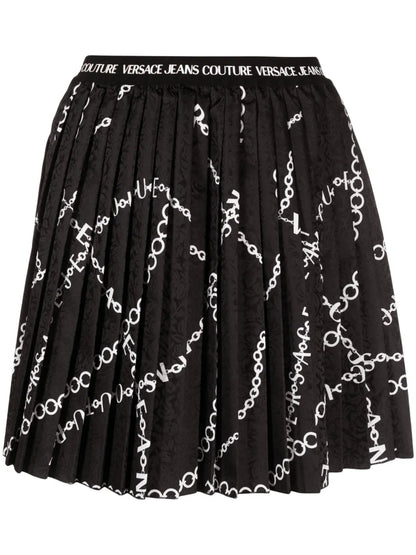 Chain-Link Print Pleated Skirt