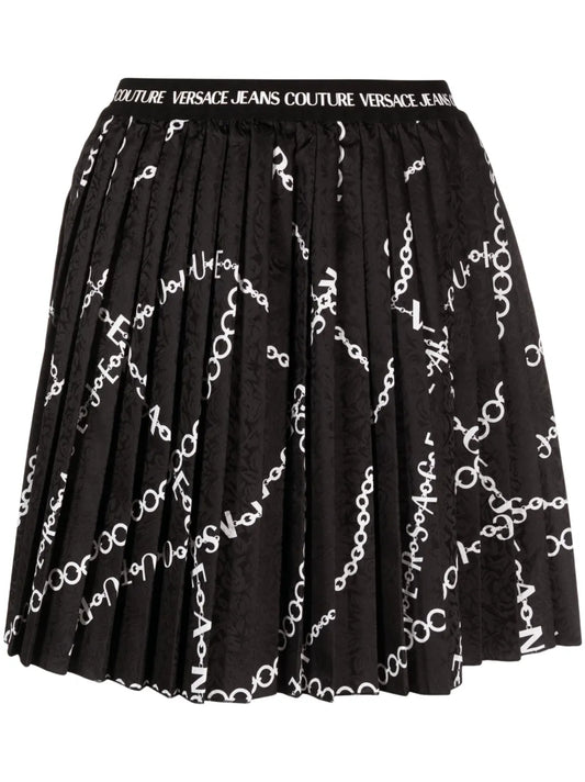 Chain-Link Print Pleated Skirt