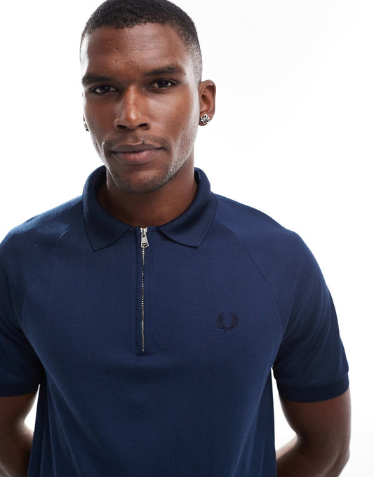 Jacquard Zip Sporty Polo Shirt