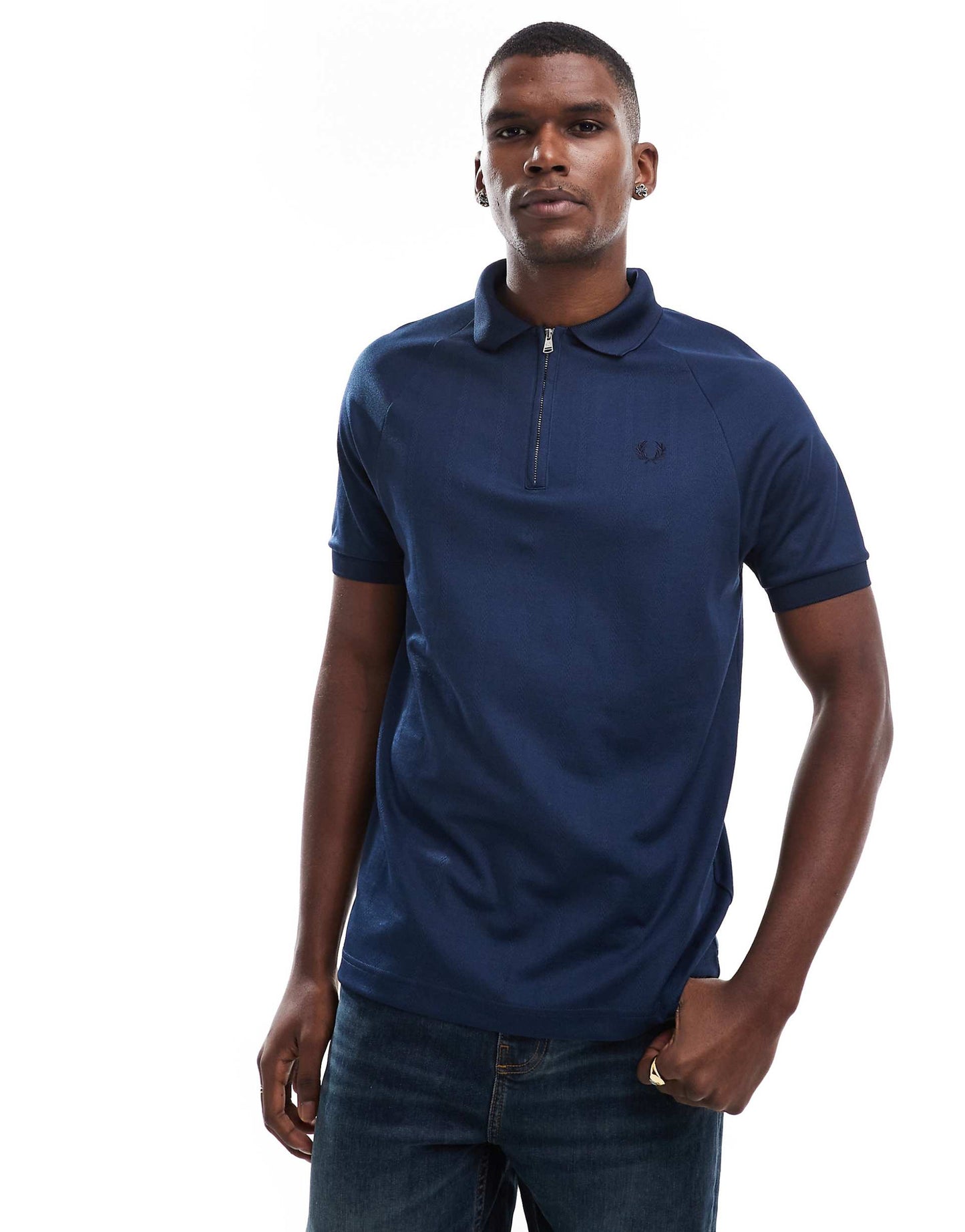 Jacquard Zip Sporty Polo Shirt