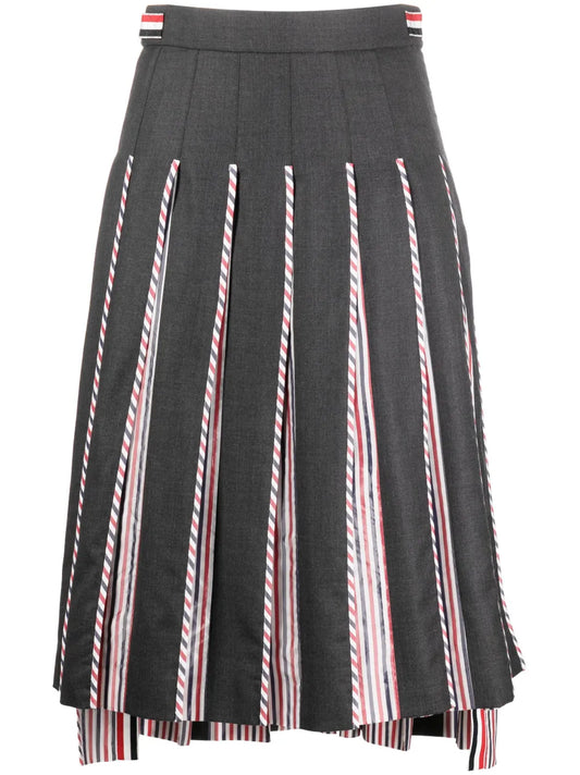 Rwb-Print Pleated Midi Skirt