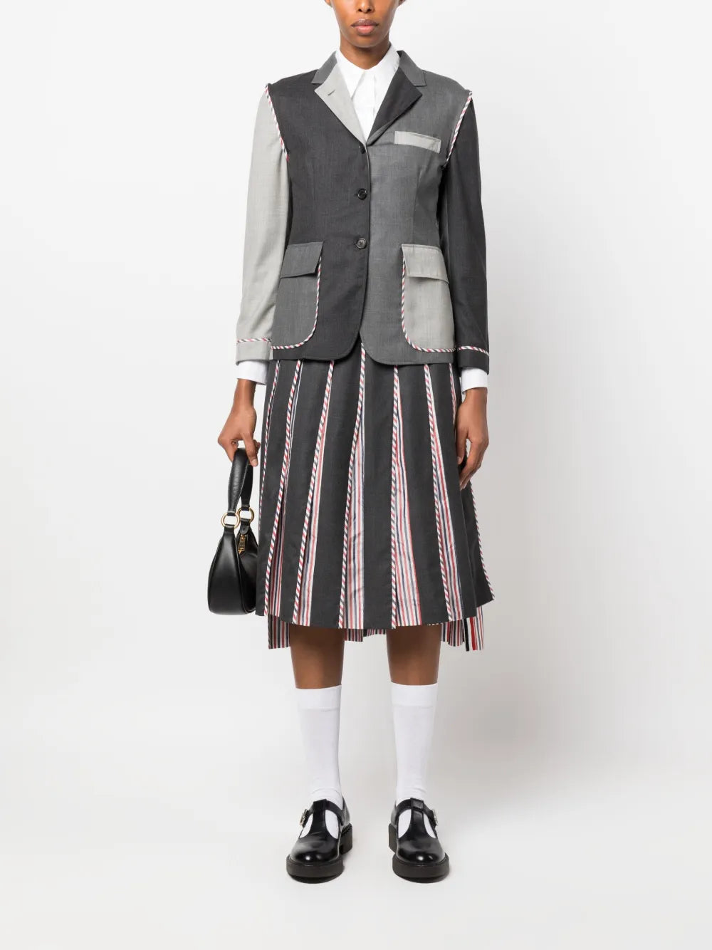 Rwb-Print Pleated Midi Skirt
