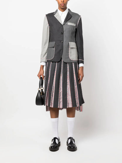 Rwb-Print Pleated Midi Skirt
