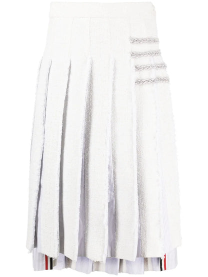 4-Bar Tweed Pleated Skirt