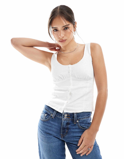 Milkmaid Button Detail Sleeveless Top
