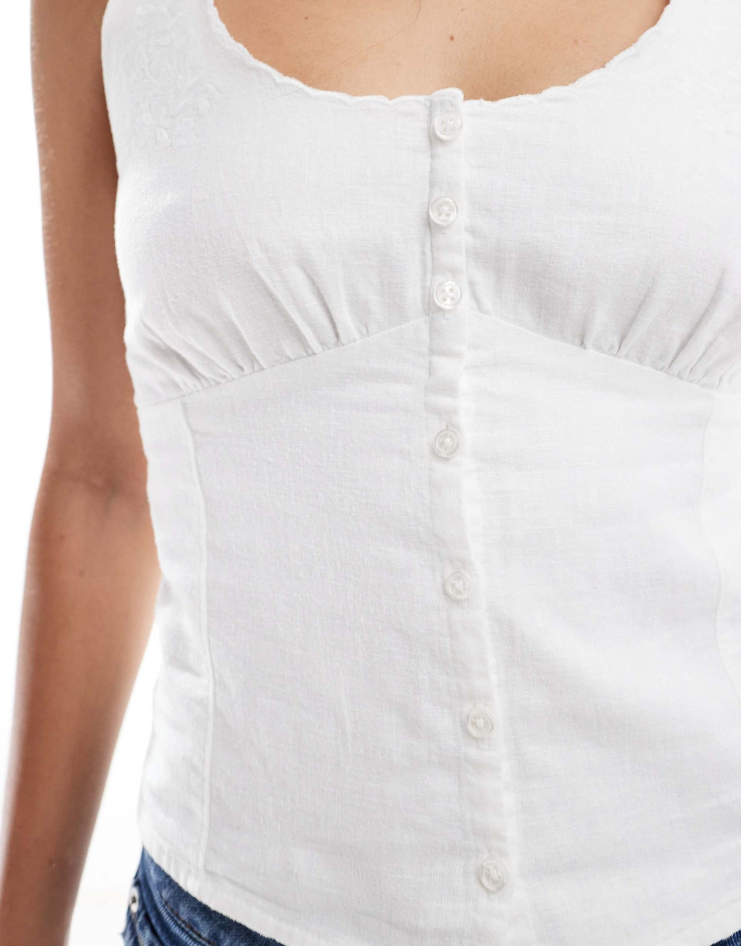 Milkmaid Button Detail Sleeveless Top