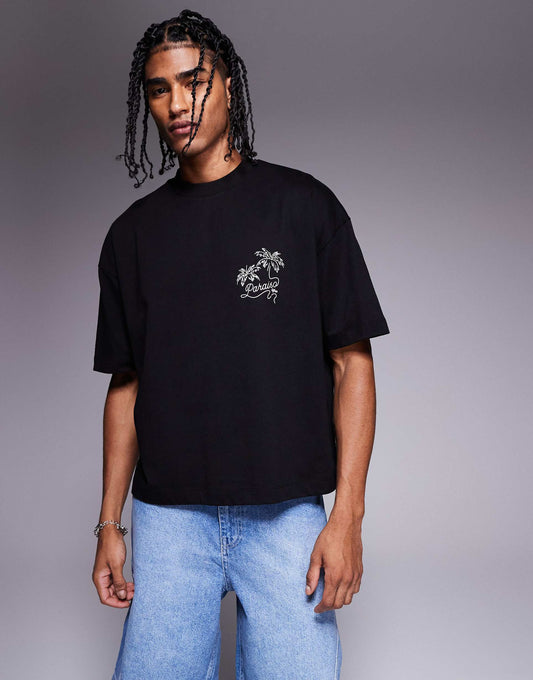 Boxy Oversized T-Shirt With Palm Tree Graphic