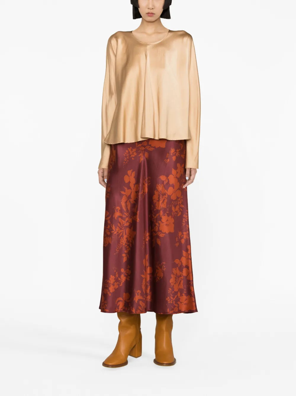 Round-Neck Satin Blouse