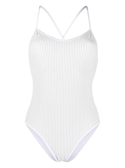 Stripe-Print Seersucker Swimsuit