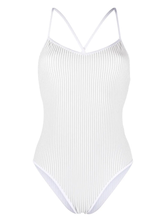 Stripe-Print Seersucker Swimsuit