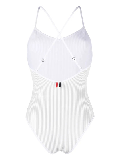 Stripe-Print Seersucker Swimsuit