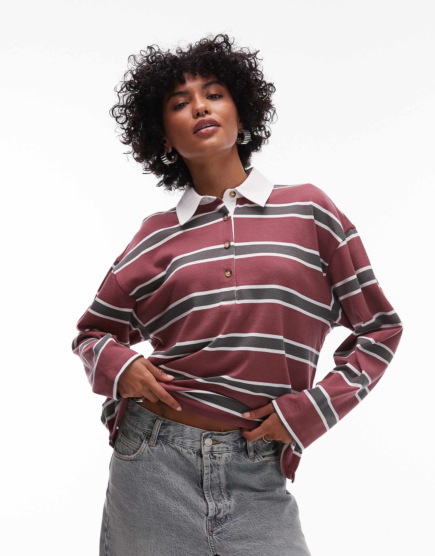 Jersey Stripe Rugby Long Sleeve Polo