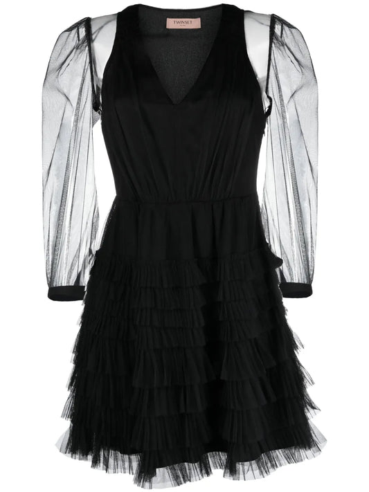 Ruffled Semi-Sheer Minidress